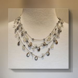 Coldwater Creek Cascading Metallic Bead Statement Necklace